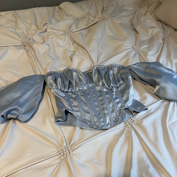 Dusty Blue Corset Top - Picture 6 of 11